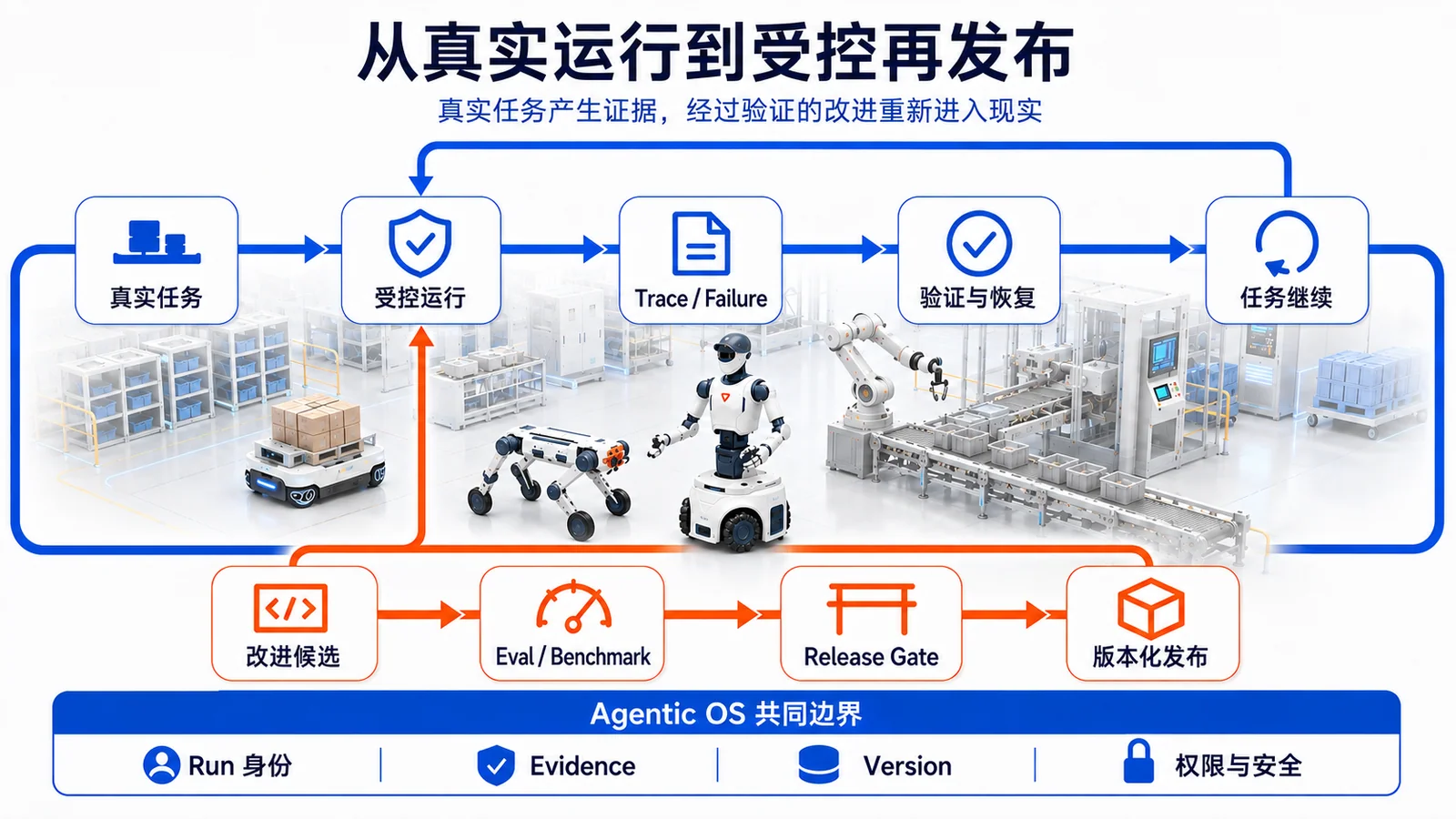 从真实运行到受控再发布：两条闭环通过 Agentic OS 共同边界连接